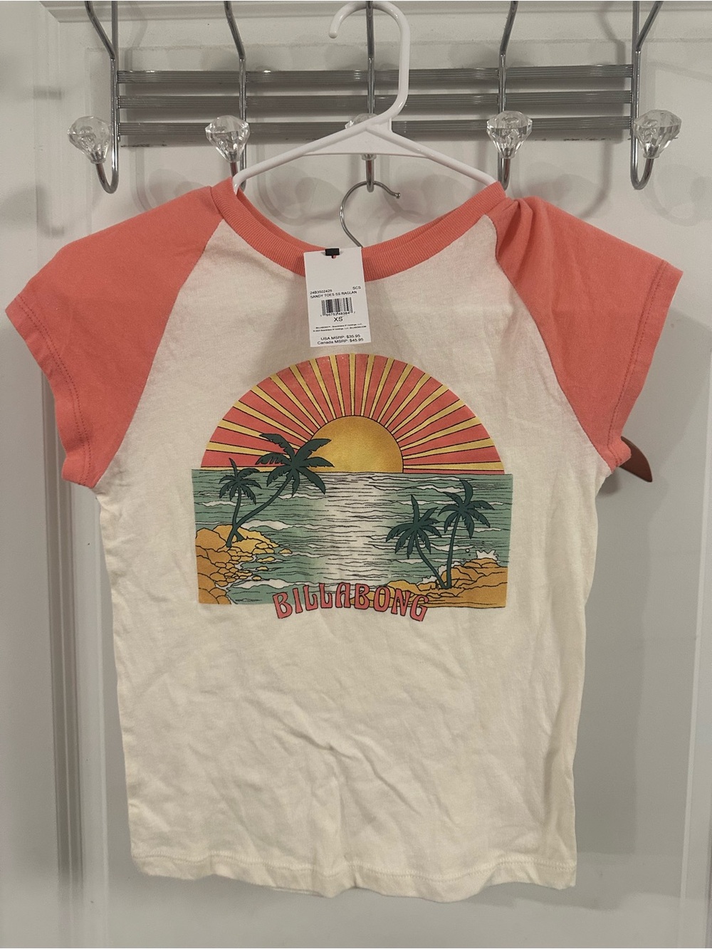 Billabong Cream & Coral Sunset Graphic Raglan Tee